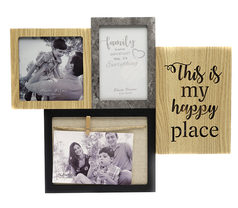 Фоторамка с подсветкой Fotografia на 3 фото: 2х 10x15 + 13х13 см, "This is my happy place" (FFL-838)