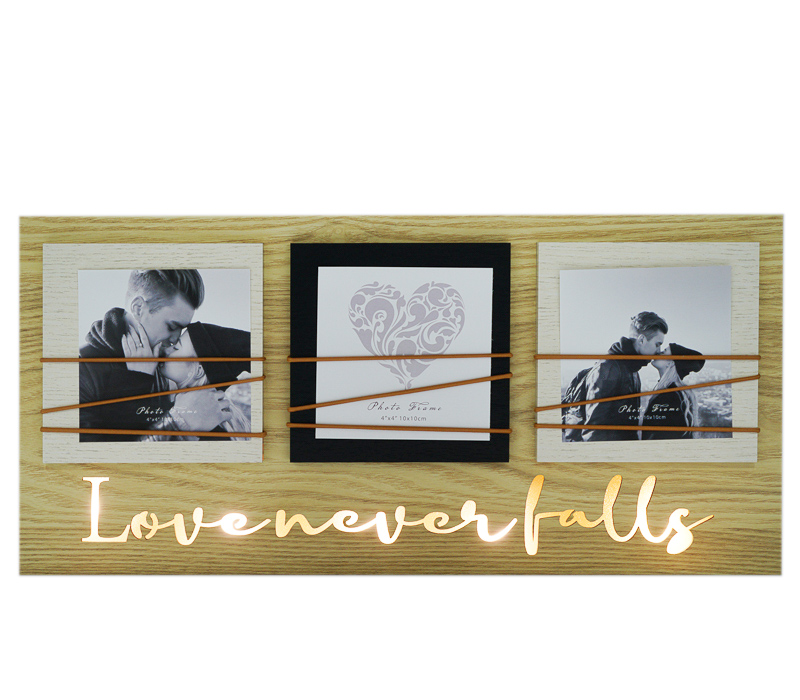 Фоторамка с подсветкой Fotografia на 3 фото 10x10 см, "Love never falls" (FFL-812)