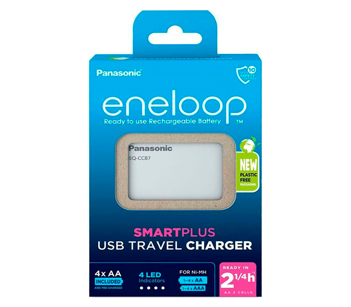Зарядное устройство Panasonic Eneloop BQ-CC87 Travel + 4х АА 2000 мАч (K-KJ87MCD40USB)
