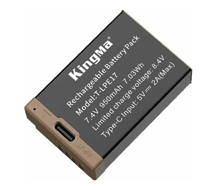 Аккумулятор Kingma LP-E17 с портом USB-C, 950 мАч