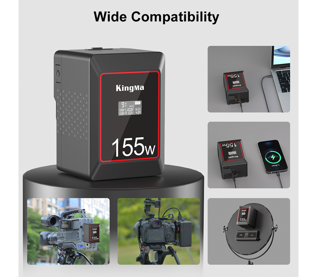 Аккумулятор Kingma 155W Mini, V-Mount, OLED дисплей, 10050 мАч