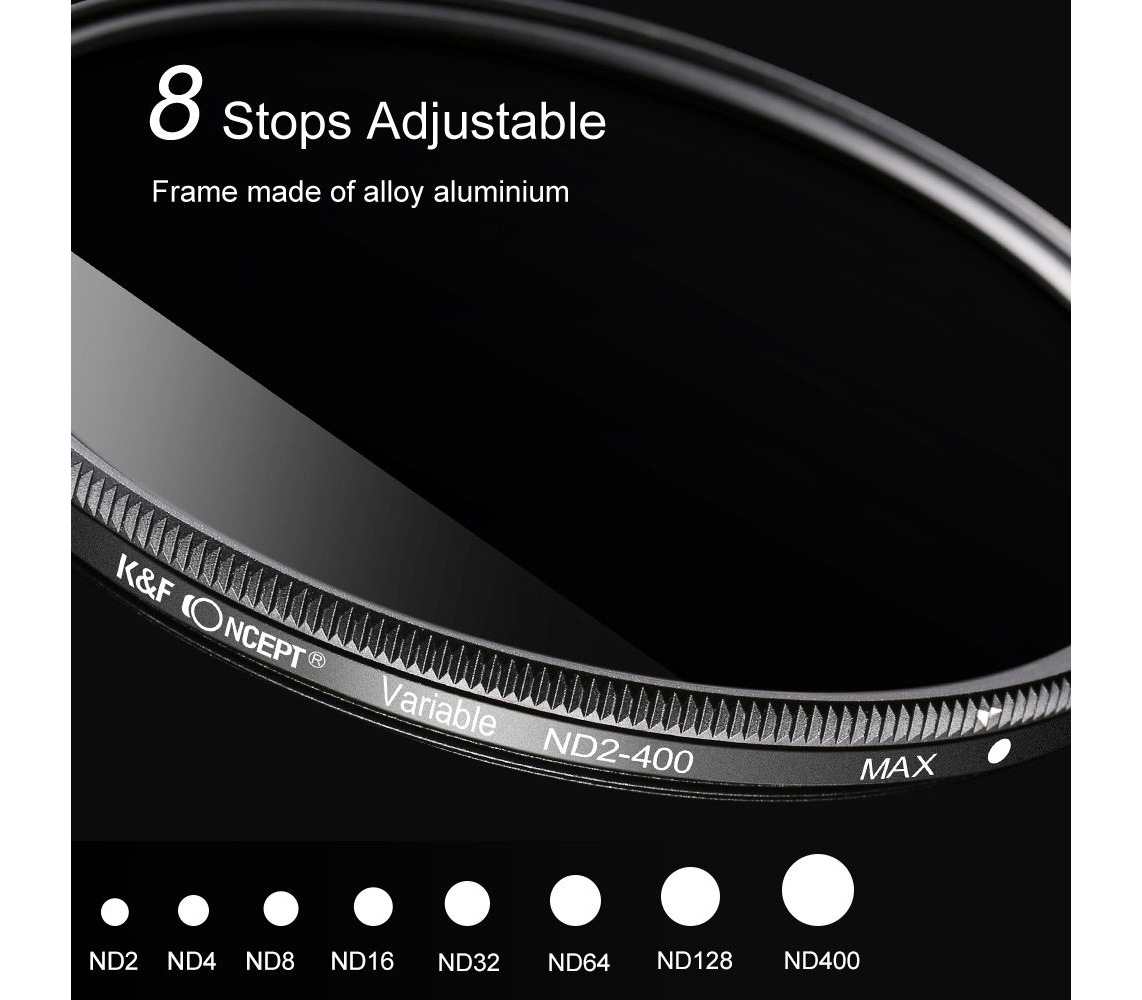Светофильтр K&F Concept KV32 Slim Variable Fader NDX, ND2-ND400, 52 мм