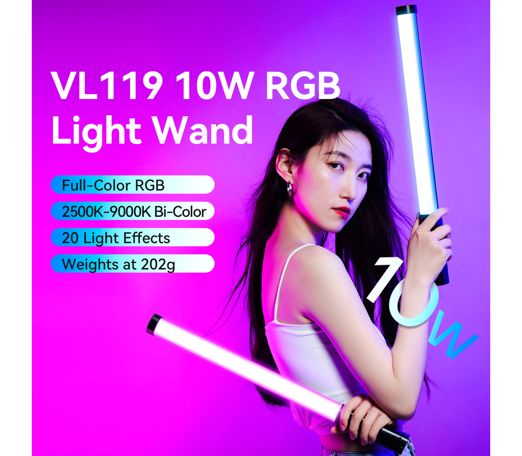 Осветитель Ulanzi VL119 2, RGB, 2500-9000К, 10 Вт
