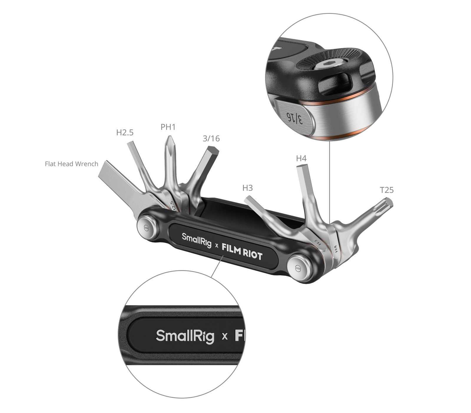 Мультитул SmallRig x Film Riot 4374 7-in-1 Folding Wrench Set, черный