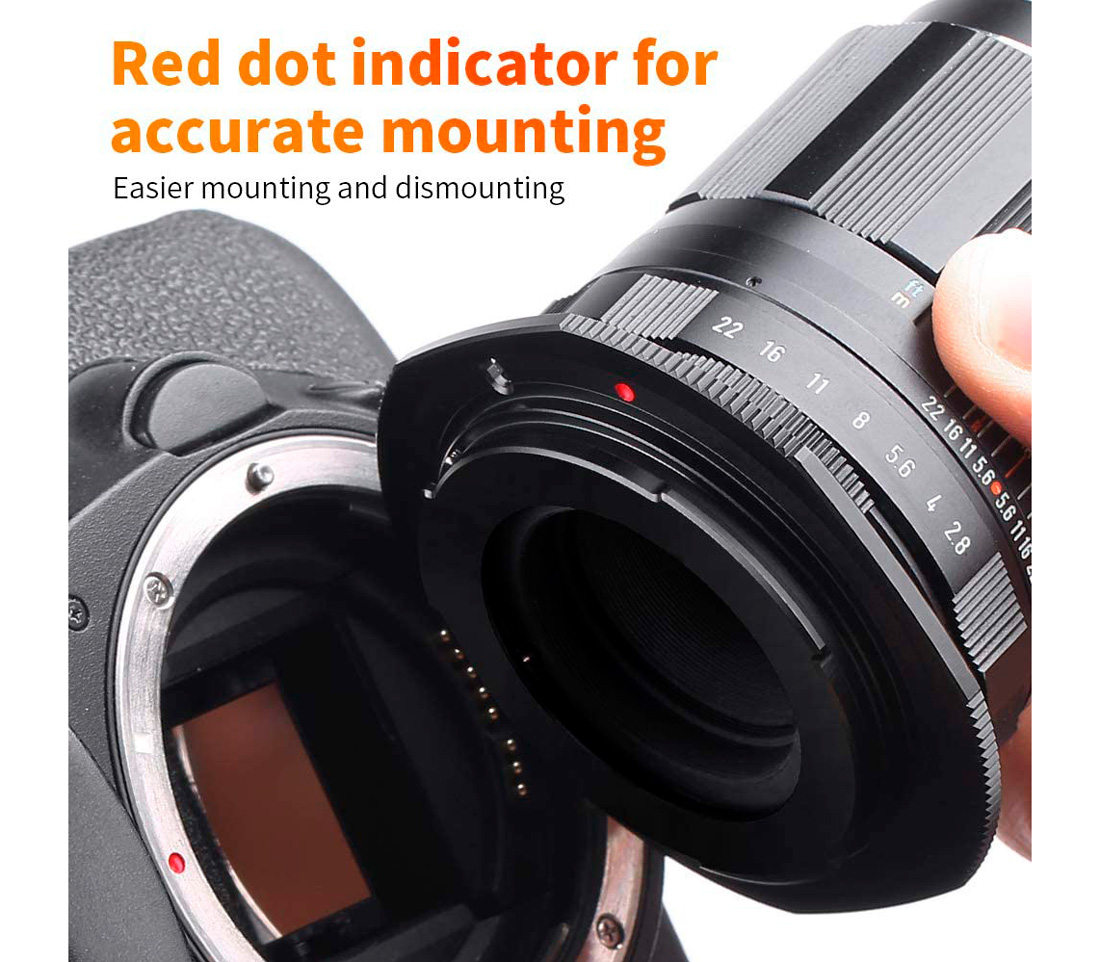 Переходное кольцо K&F Concept M42-EOS, для объективов M42 на камеры Canon EF/EF-S, черное