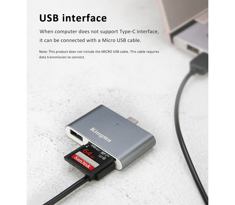 Карт-ридер Kingma BMU008, 3 в 1: SD + microSD + USB-A