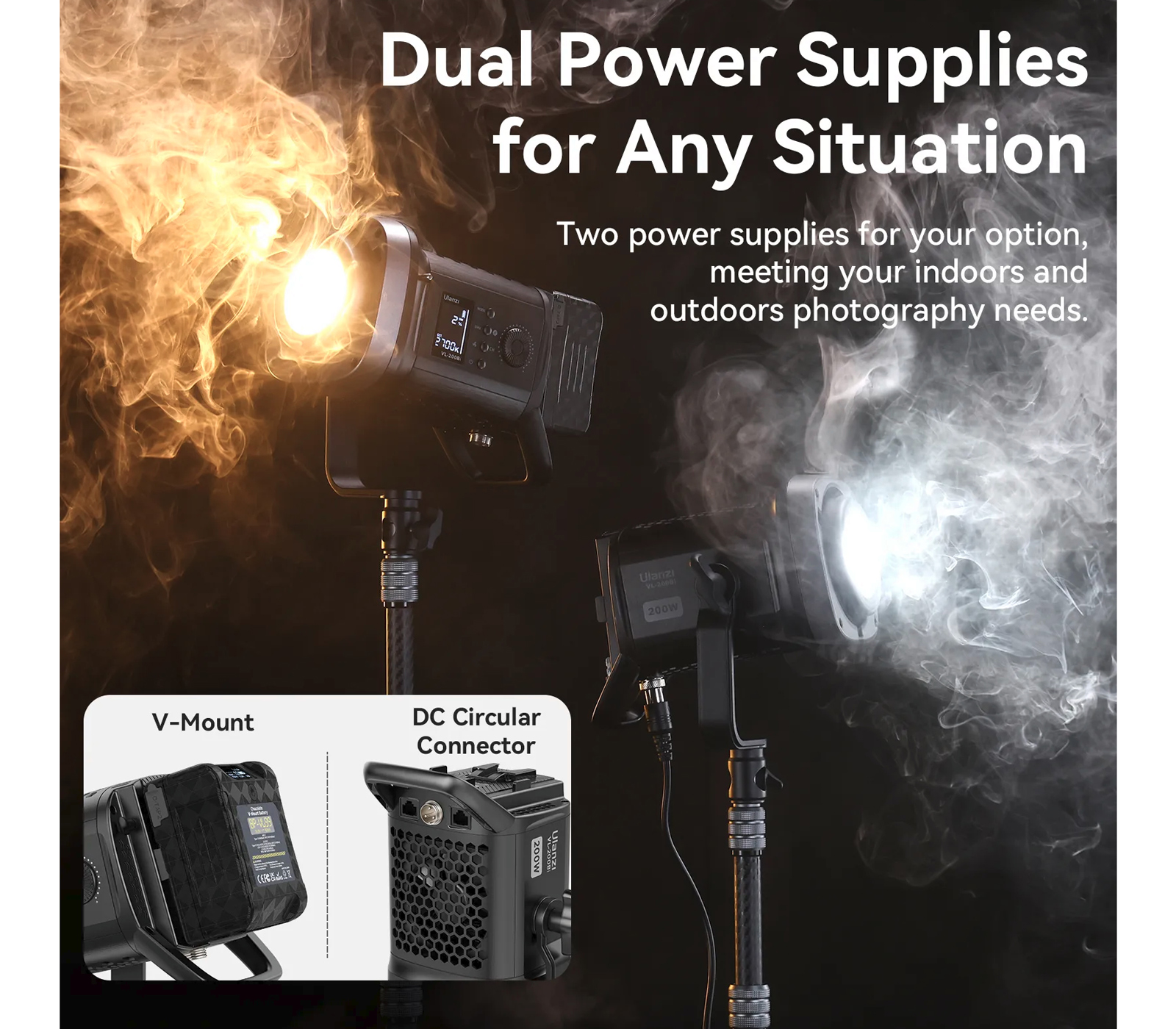 Осветитель Ulanzi V-200Bi Video Light, 2700-6500К, 200 Вт, V-Mount