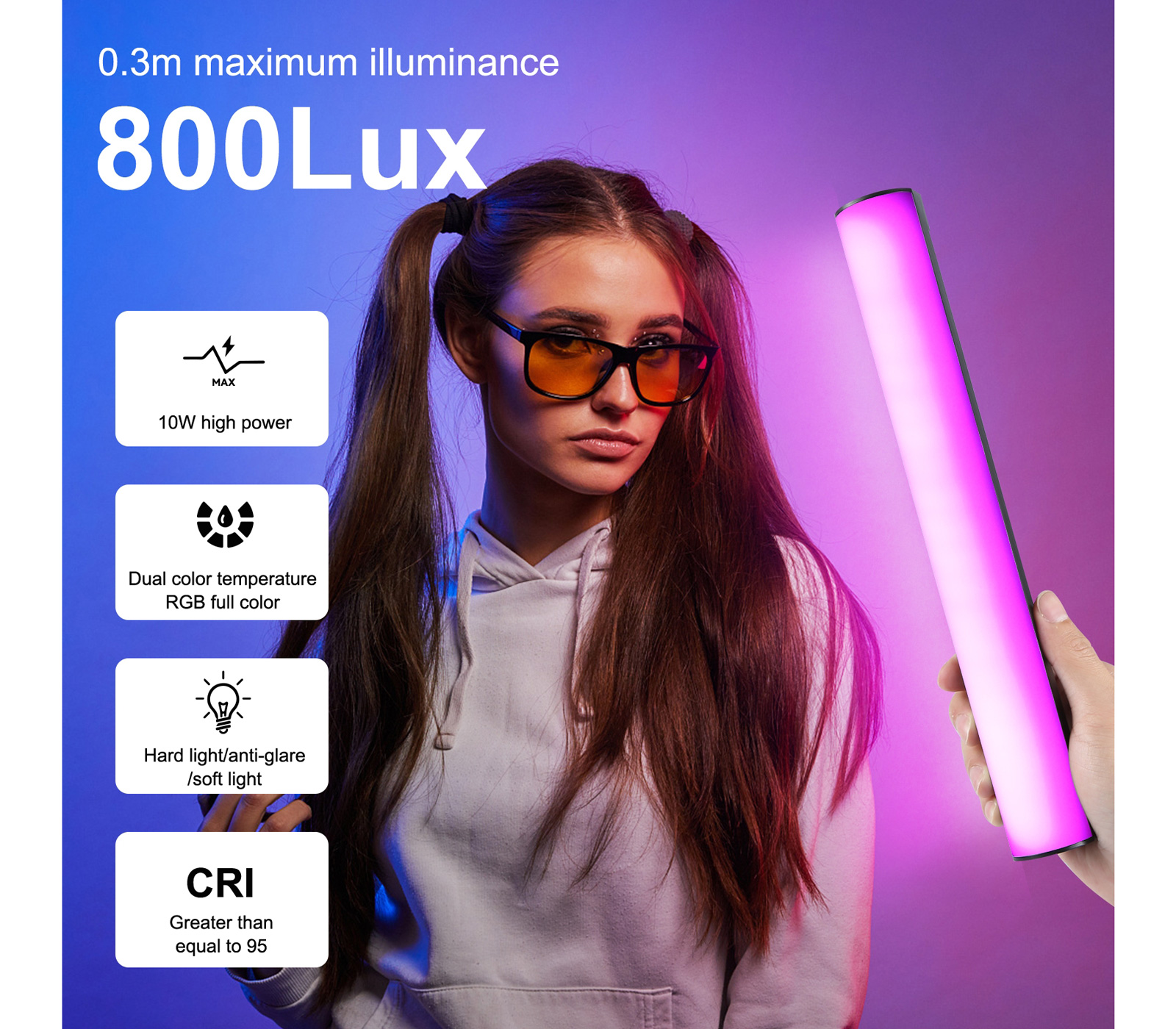 Осветитель Puluz PU4139, RGB, 2500-9000К, 10 Вт, длина 30 см