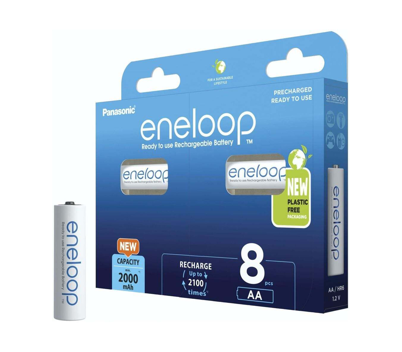 Аккумуляторы Panasonic Eneloop AA 2000 мАч, 8 шт (BK-3MCDE/8HH)