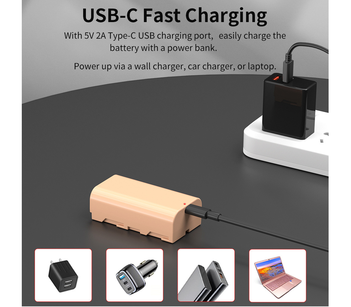 Аккумулятор Kingma NP-F550, 2600 мАч, зарядка USB-C