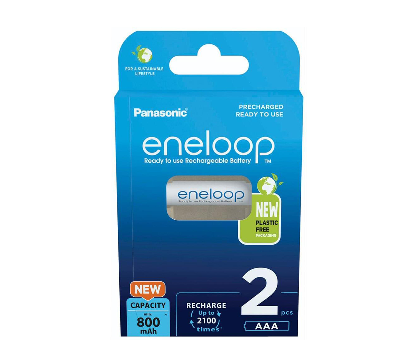 Аккумуляторы Panasonic Eneloop AAA, 800 мАч, 2 шт. (BK-4MCDE/2BE)