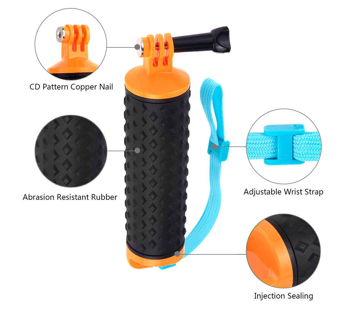 Рукоятка-поплавок Puluz PU329Y Floating Handle Hand Grip, оранжевая