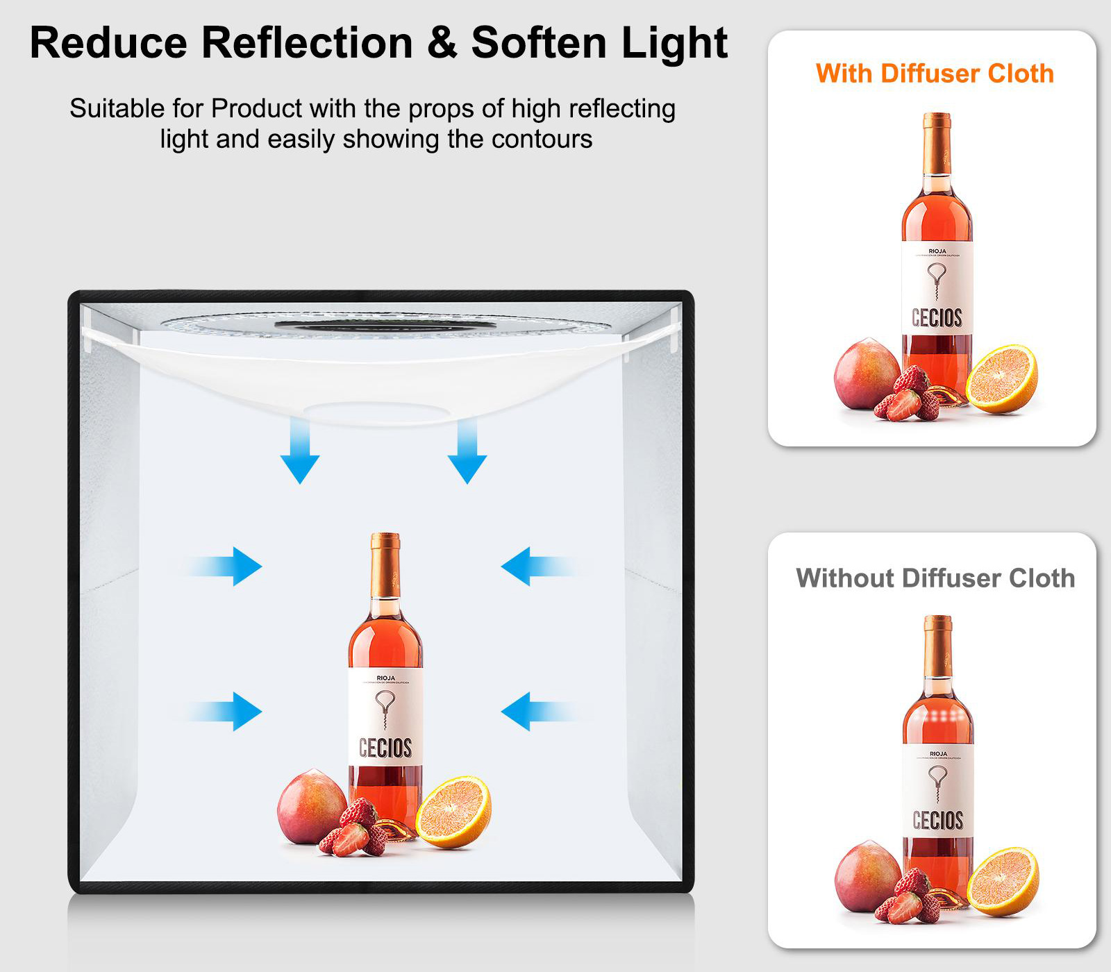 Фотобокс Puluz 50 см, с кольцевой подсветкой 30Вт и 6 фонами (уцененный)