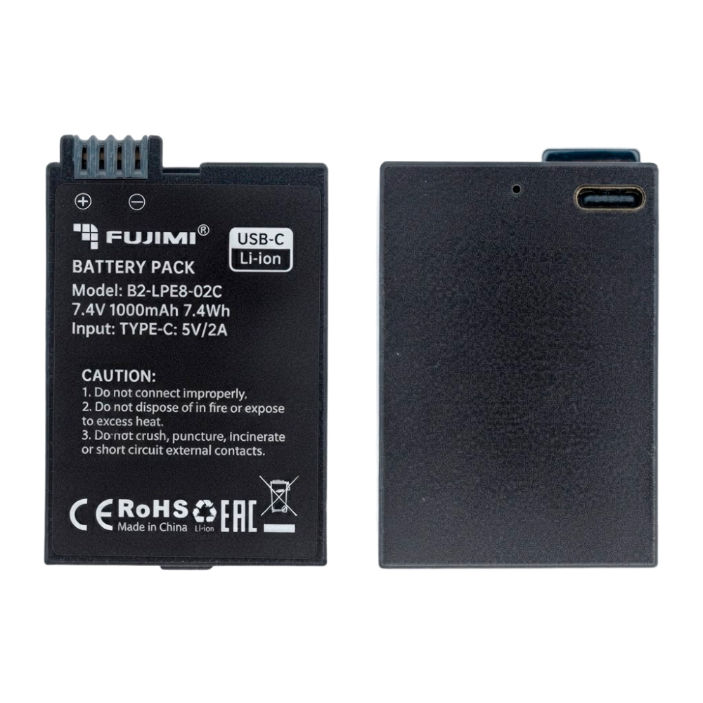 Аккумулятор Fujimi FBTLP-E8, с разъемом USB-C, 1000 мАч