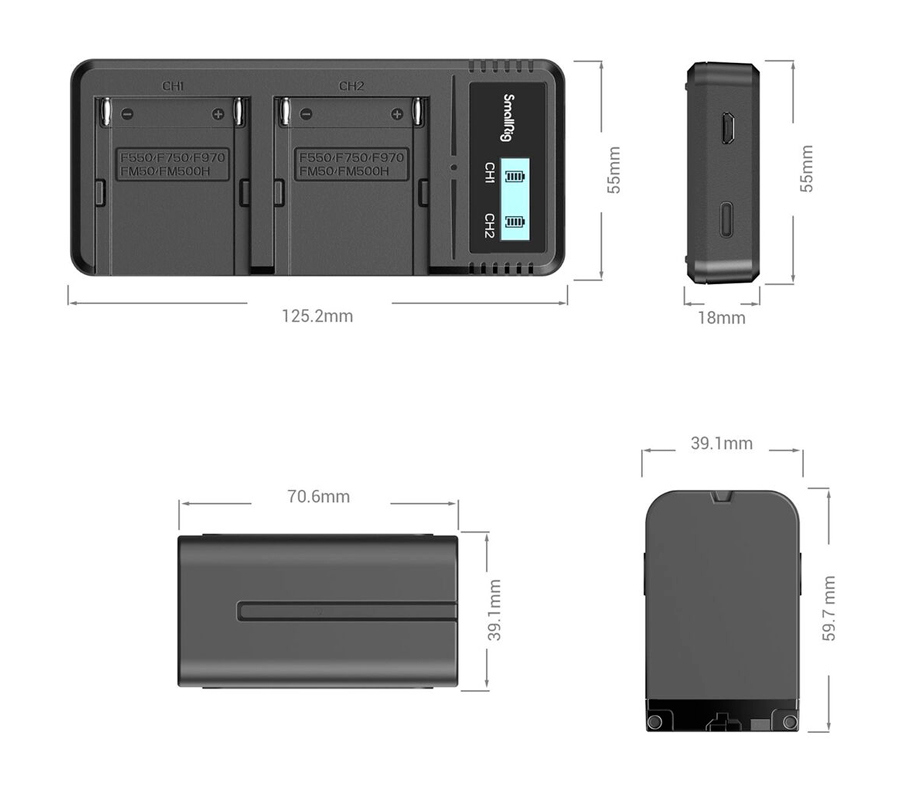 Аккумуляторы SmallRig NP-F970 с зарядным устройством (3823)