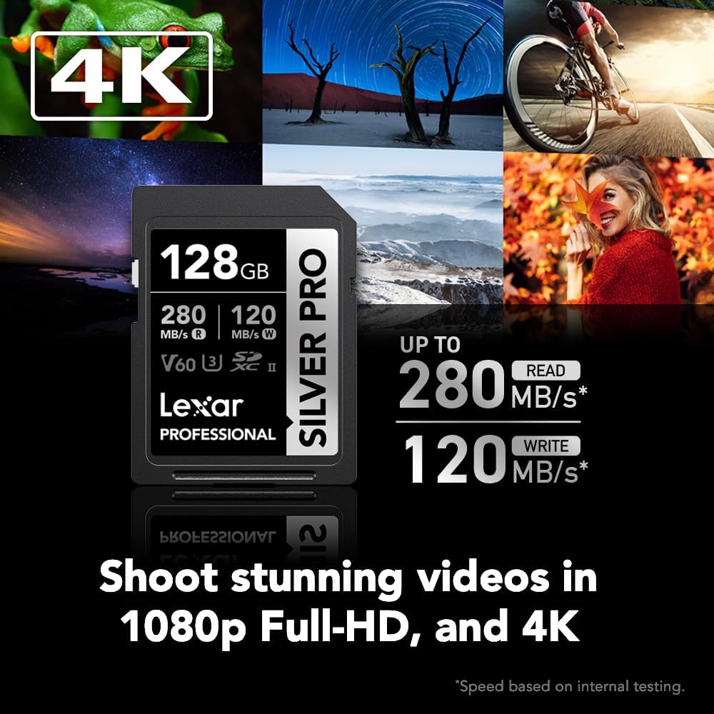 Карта памяти Lexar SDXC 128GB Professional Silver PRO UHS-II U3 V60 (280/120 MB/s)