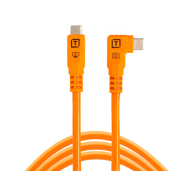 Кабель Tether Tools TetherPro Optima 10G Orange, кабель USB-C / угловой USB-C, длина 3 м