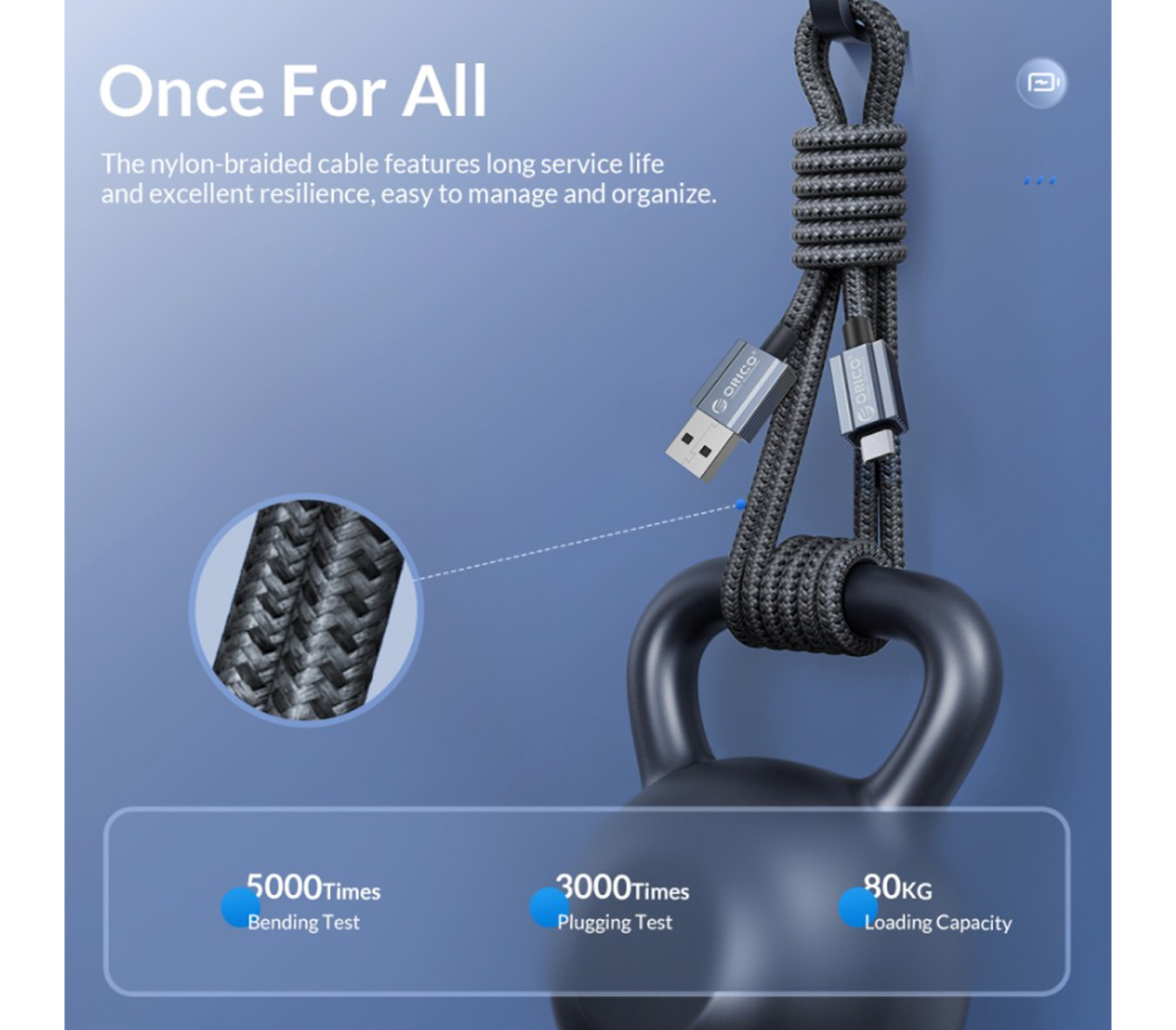 Кабель Orico GQA66-10, USB 2.0 Type-A / Type-C, 66 Вт, 1 м