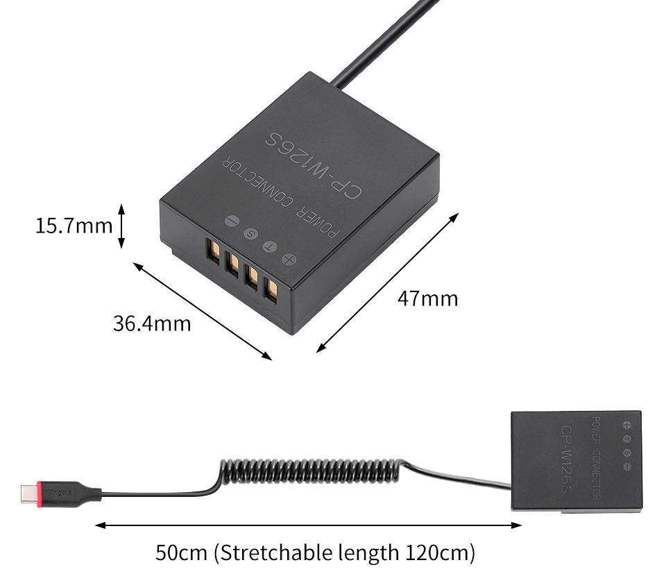Адаптер питания Kingma TC-W126, USB type C, вместо Fujifilm NP-W126 (уцененный)