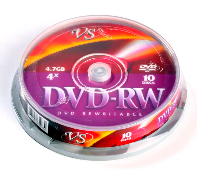 Диски VS DVD-RW 4,7 GB 4x Cake Box, 10 шт.