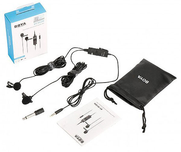 Микрофон Boya BY-M1DM, петличный, двойной, универсальный (TRS / TRRS)