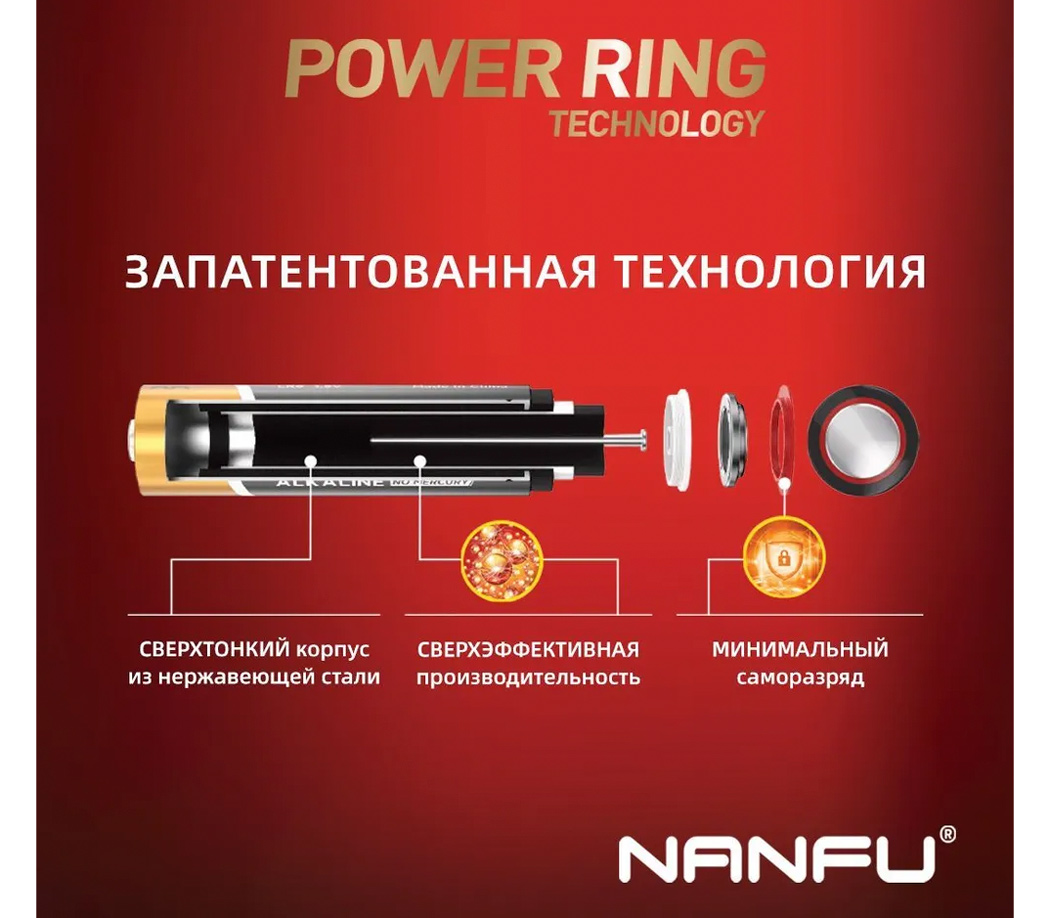 Батарейки Nanfu AA Power Ring, 12 шт.
