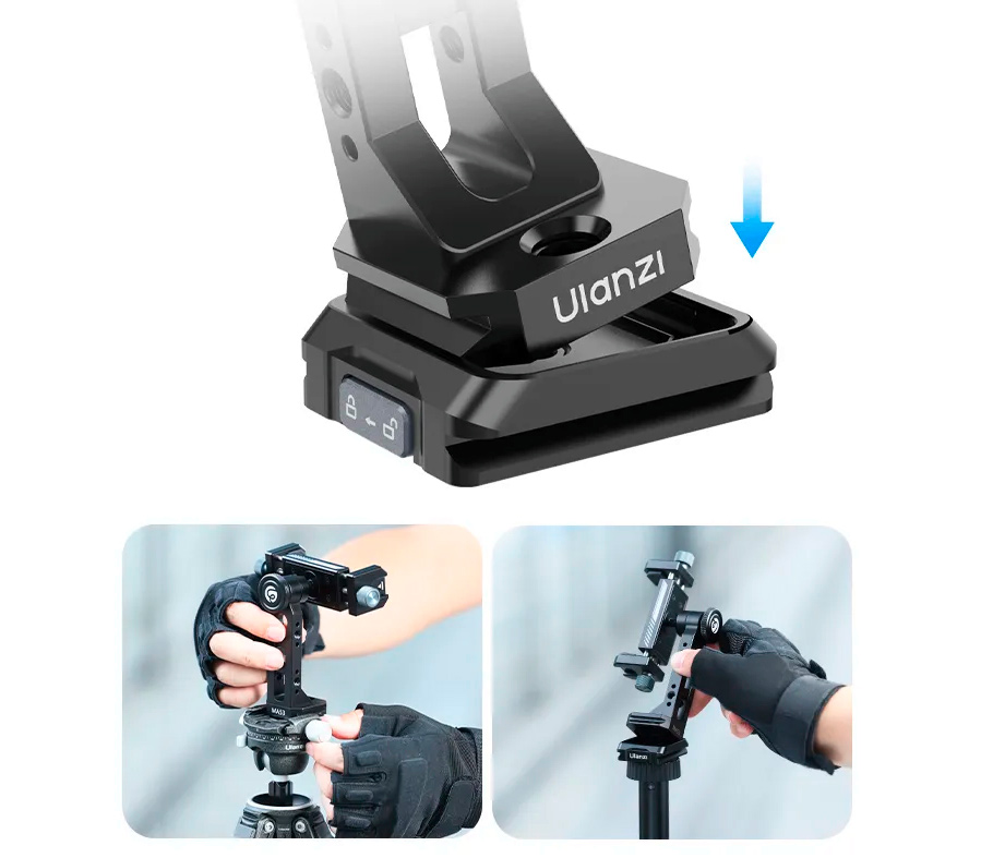 Держатель для телефона Ulanzi MA53, поворотный, с 2 башмаками, Arca Swiss