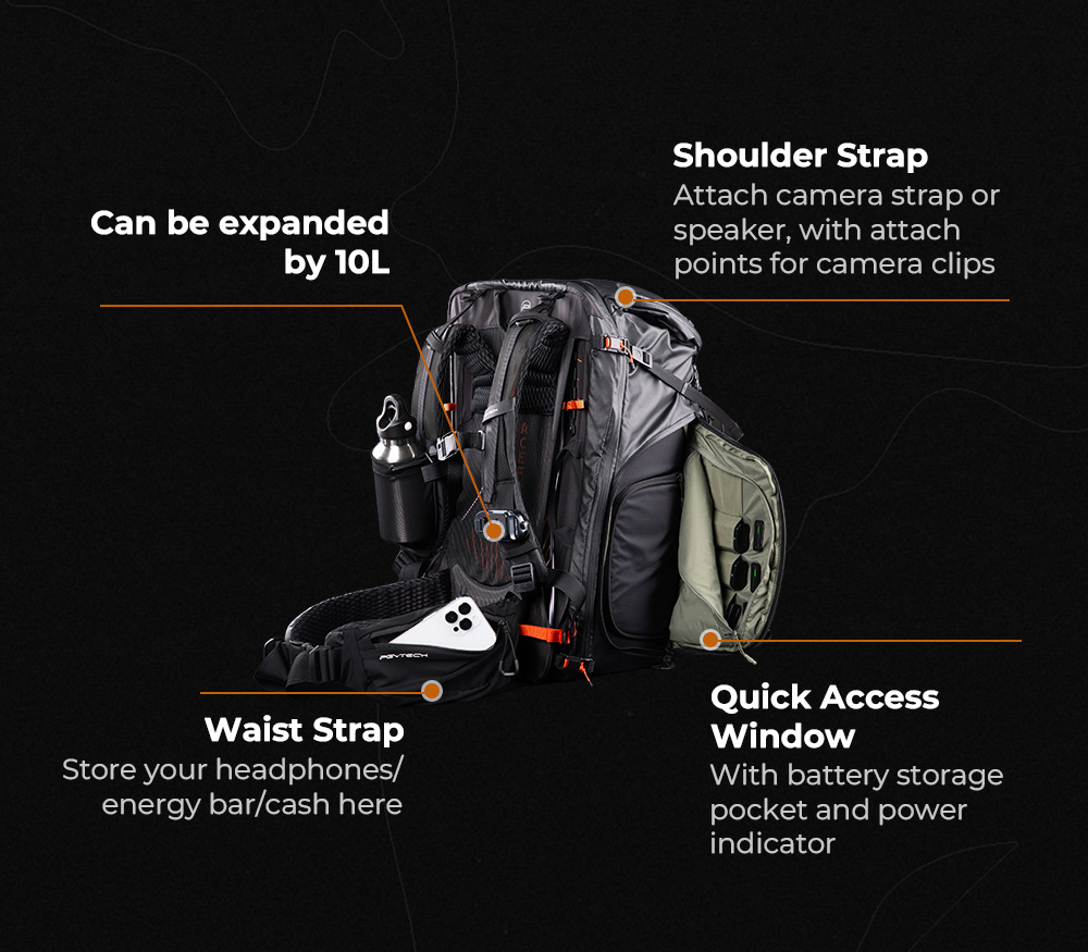 Рюкзак PGYTECH OnePro Flex 40L + Camera Insert M, цвет Space Black
