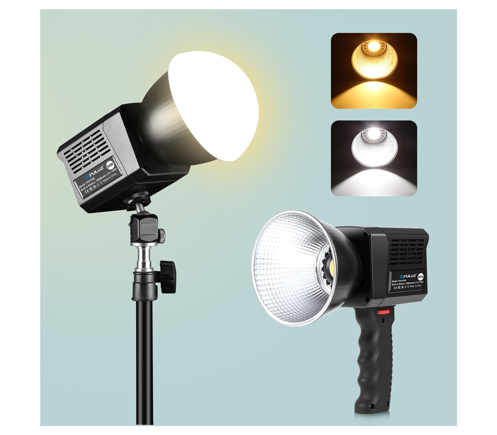 Осветитель Puluz PU4119B, светодиодный, 60 Вт, 2500-6500К, MIni Bowens