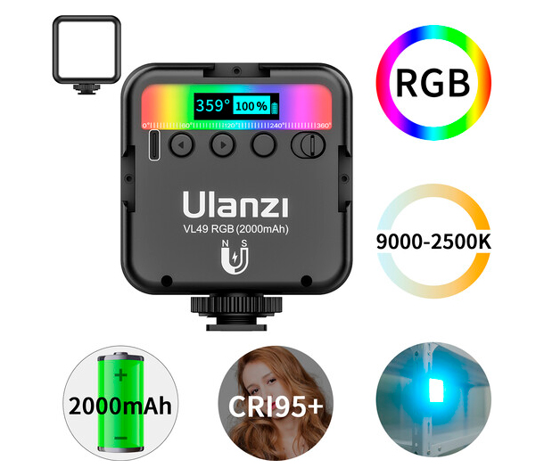 Осветитель Ulanzi VL49 RGB Fill Light V2, 6 Вт, 2500-9000К, светодиодный
