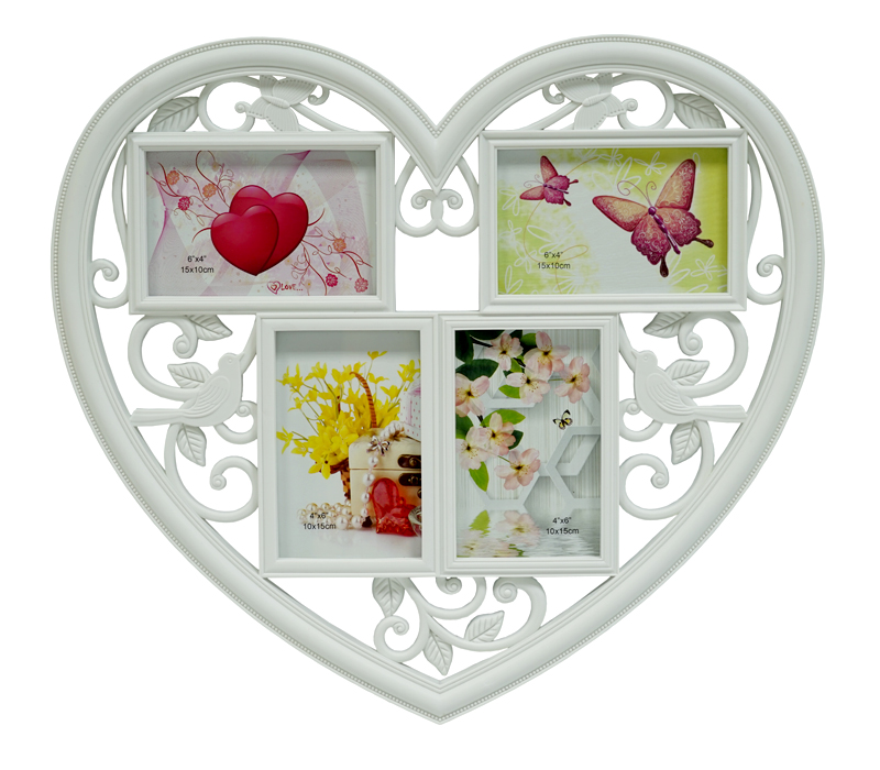 Мультирамка Fotografia 4 фото 10х15 см, Сердце, белая