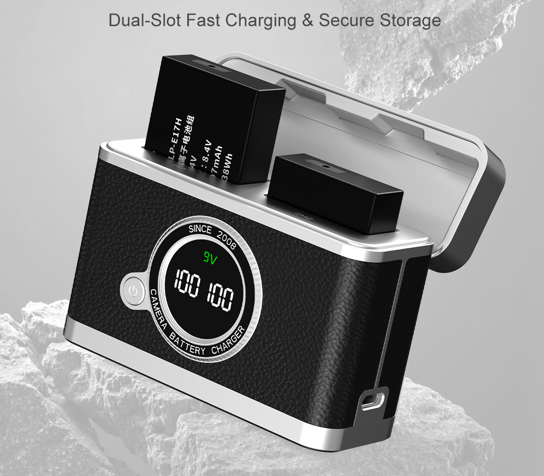 Зарядный кейс Kingma BM070-LPE12 для 2х Canon LP-E12, черный