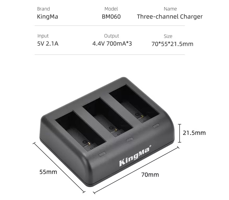 Зарядное устройство Kingma BM060 + 2 аккумулятора для GoPro HERO 9 - 12