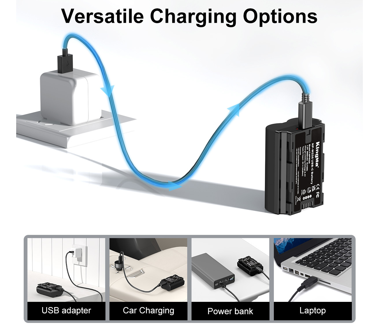 Аккуумулятор Kingma NP-W235 с портом зарядки USB-C, 2600 мАч