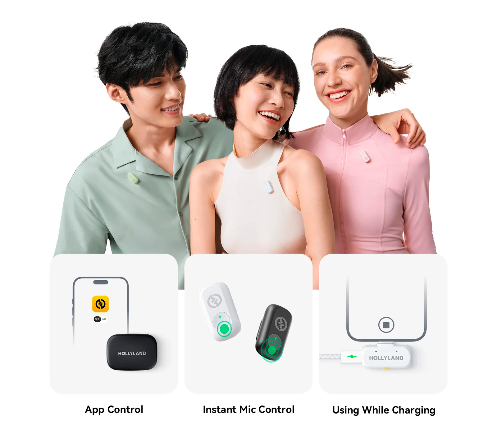 Беспроводная система Hollyland Lark A1 Duo, 2 микрофона, приемник USB-C, зарядный кейс