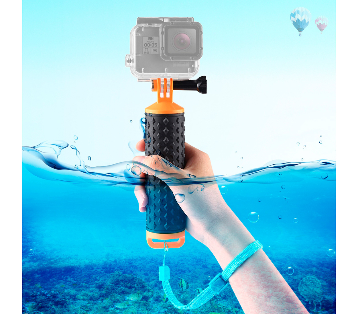 Рукоятка-поплавок Puluz PU329Y Floating Handle Hand Grip, оранжевая