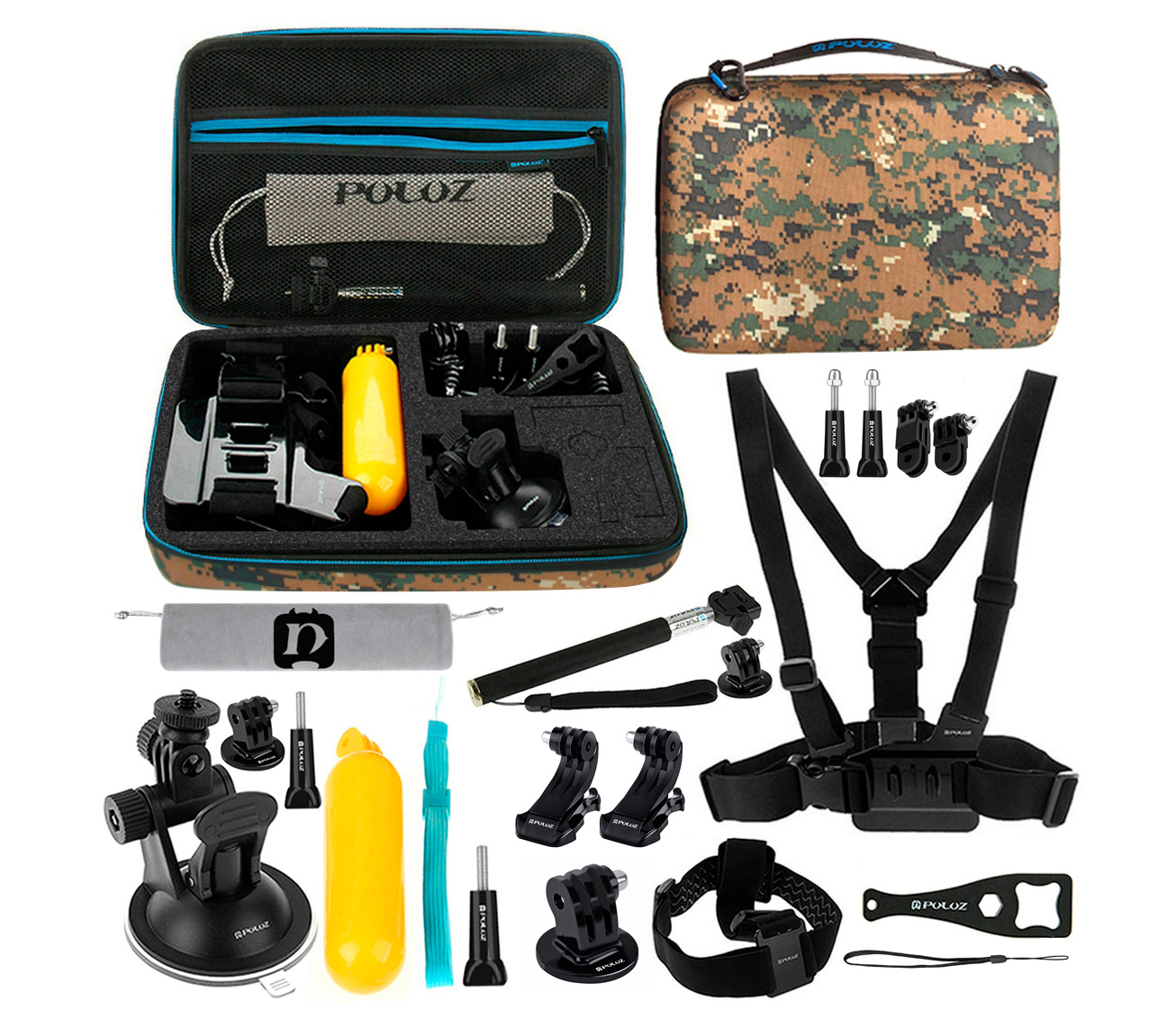 Комплект аксессуаров Puluz PKT31 Accessories Combo Kit 20 в 1, в кейсе
