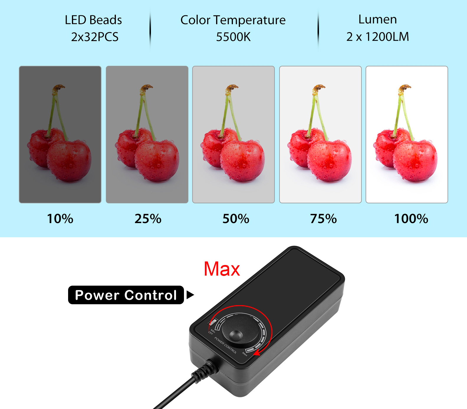 Фотобокс Puluz PU5040, 40 см, с подсветкой 24 Вт и 6 фонами