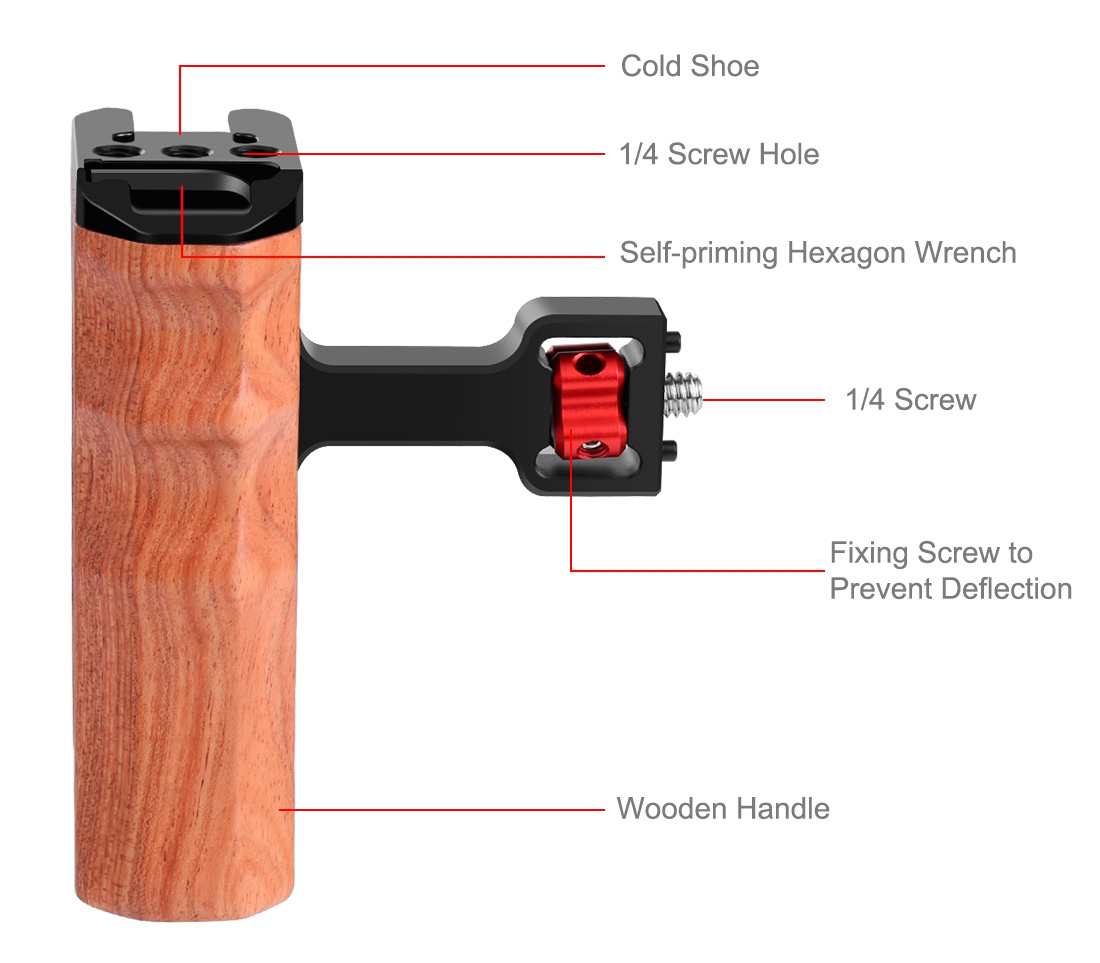 Ручка боковая Puluz PU3077B, деревянная, винт 1/4"-20