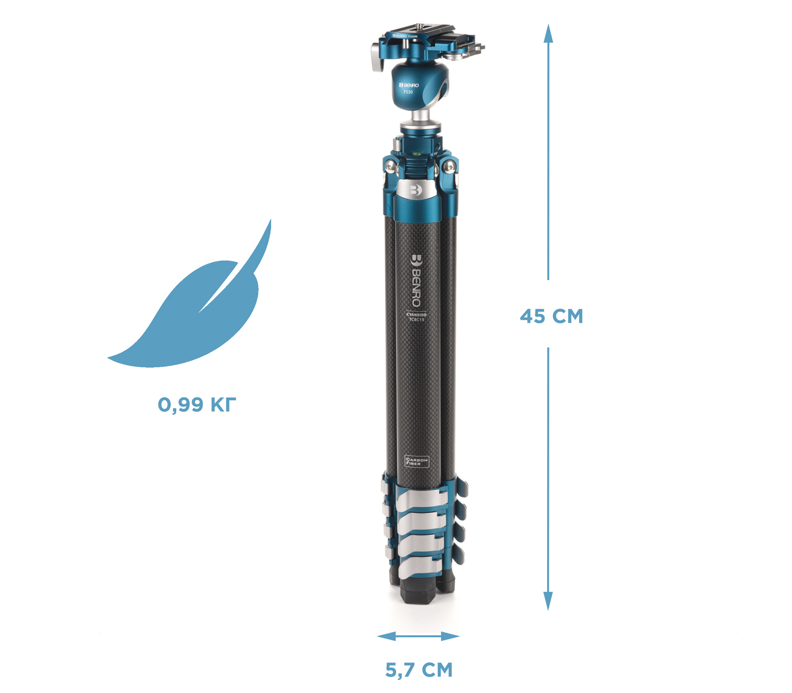 Штатив Benro Cyanbird c шаровой головой FS30, карбоновый (TCBC15FS30)