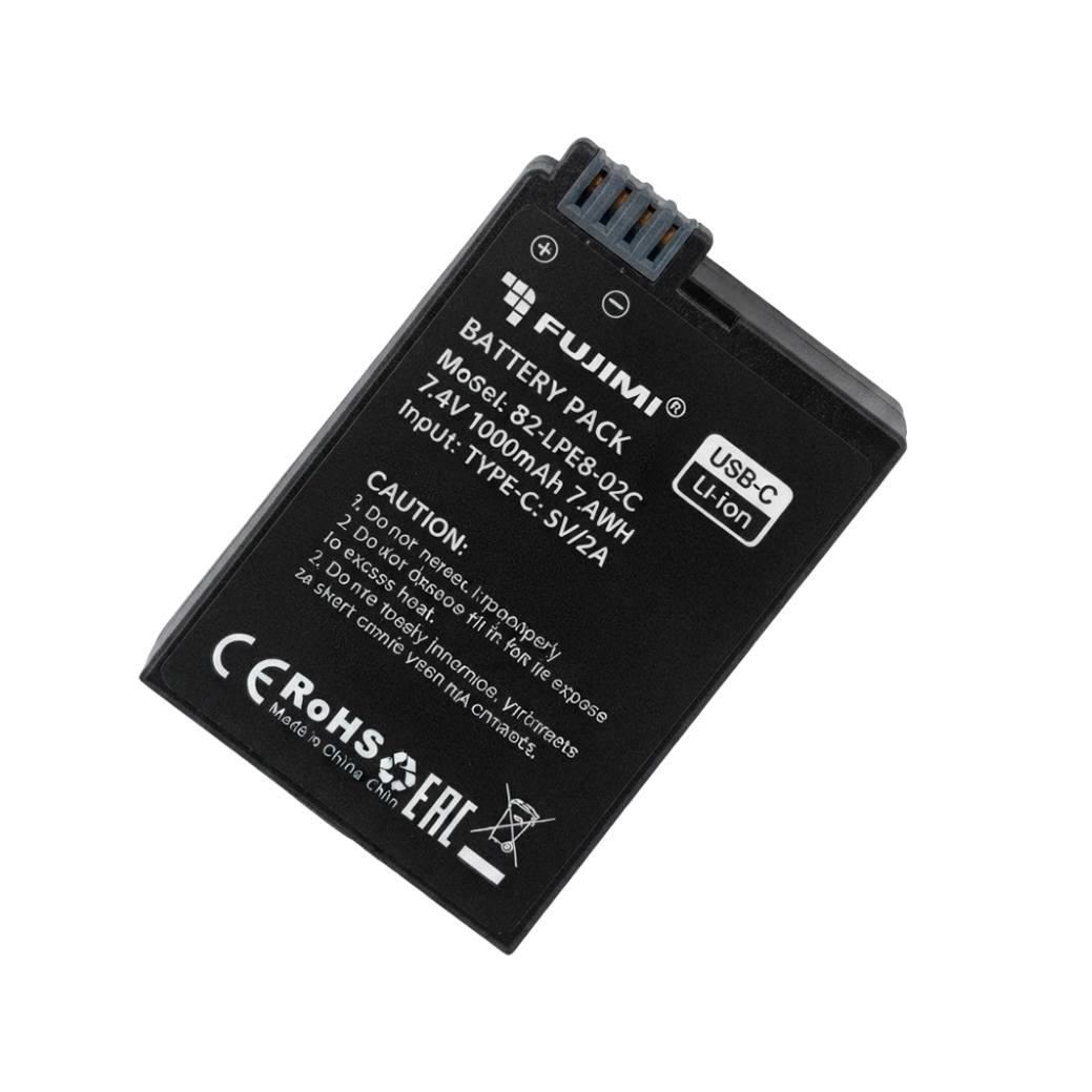 Аккумулятор Fujimi FBTLP-E8, с разъемом USB-C, 1000 мАч