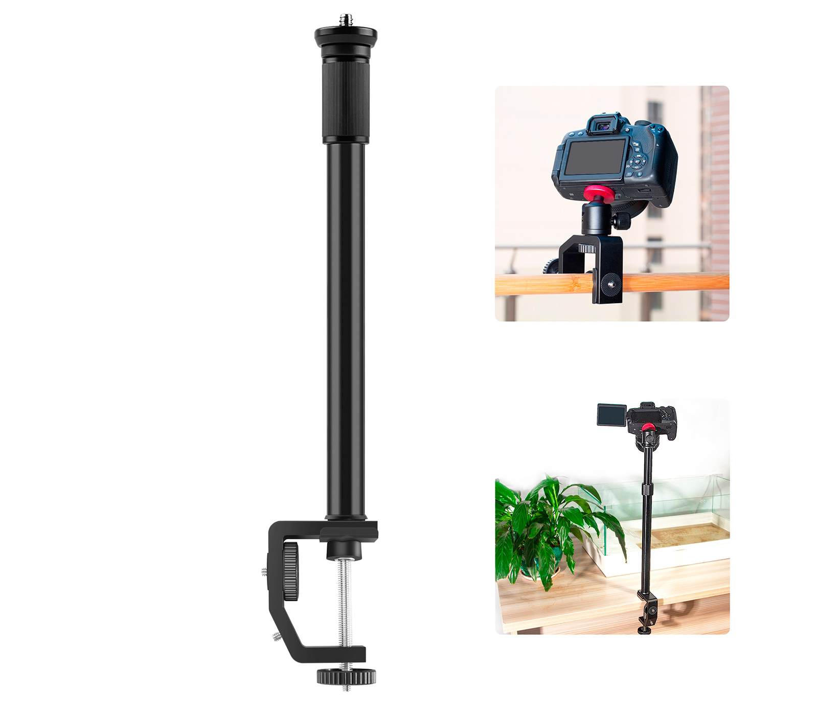 Телескопическая колонна Puluz PU3063B со струбциной и 2 адаптерами 5/8"