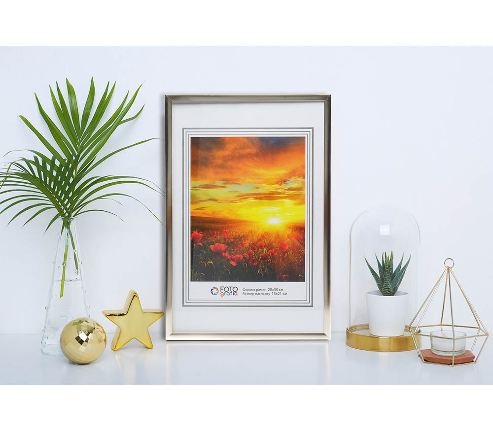 Фоторамка Fotografia 20x30 см, FFAL-8205 алюминий, золото