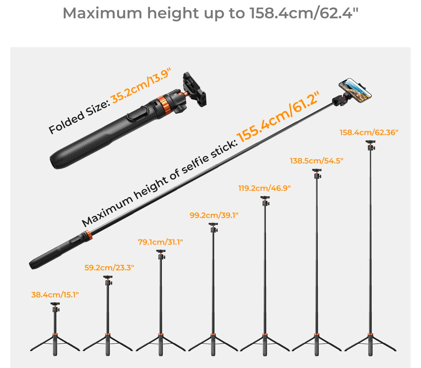 Штатив K&F Concept MS08 + палка для селфи, 2 в 1