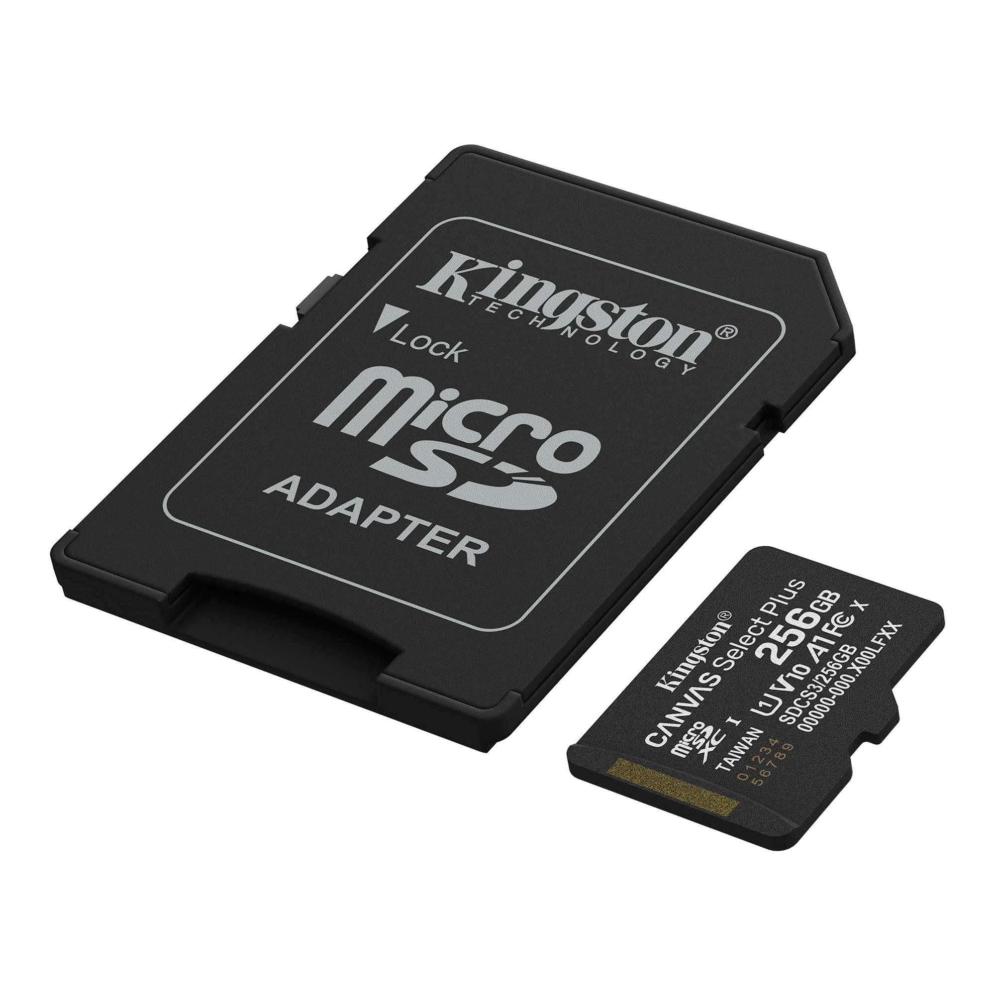 Карта памяти Kingston MicroSDXC 256GB Canvas Select Plus Gen3 UHS-I U1 A1, с адаптером SD