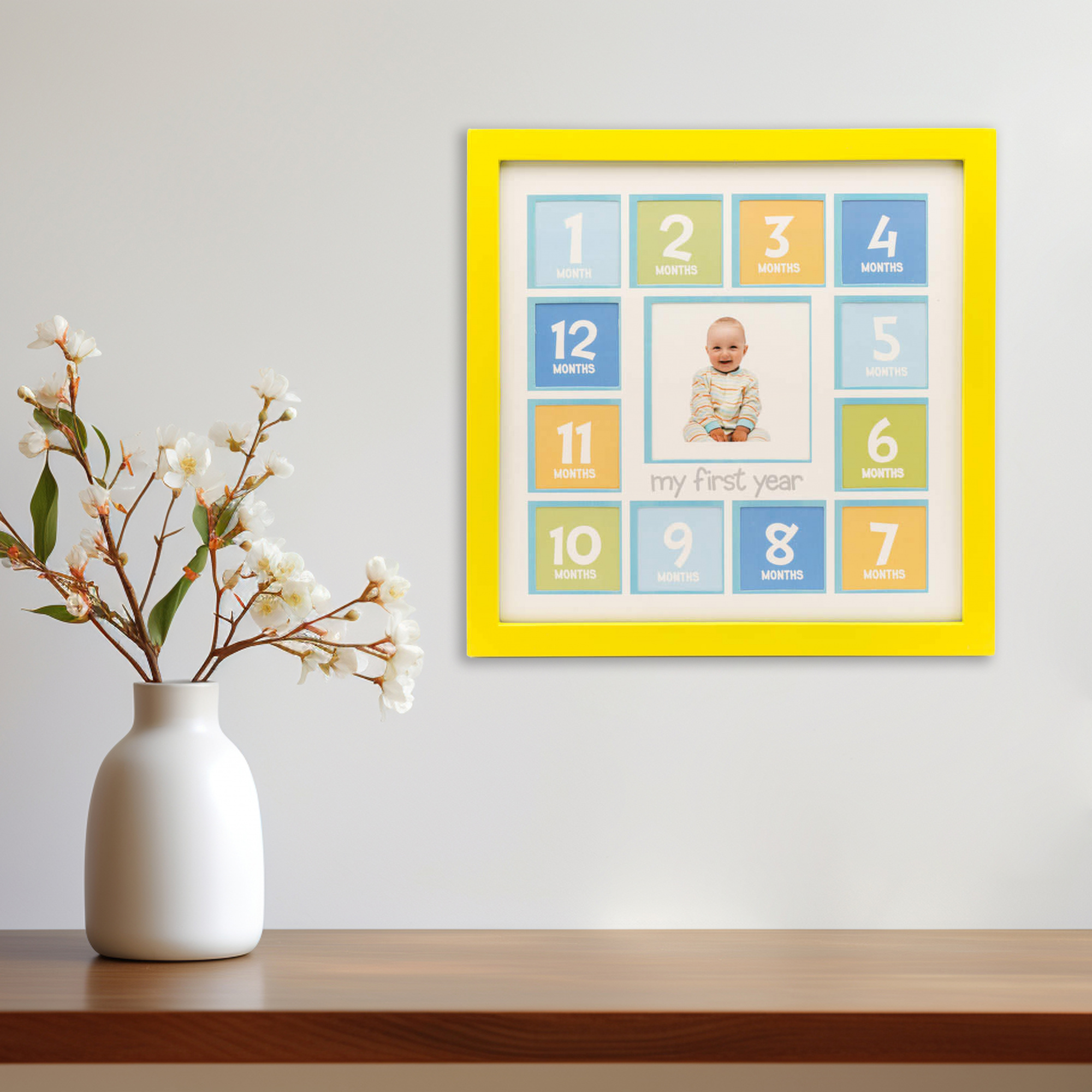 Мультирамка Fotografia на 13 фото (1х 9х9 + 12х 5х5 см) желтая, детская