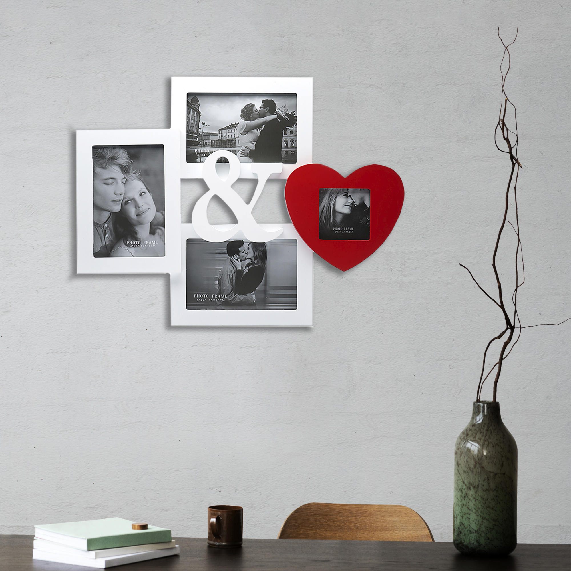 Мультирамка Fotografia MDF 4 фото Романтика (3х 10х15 см + 1х 7.5x7.5 см)