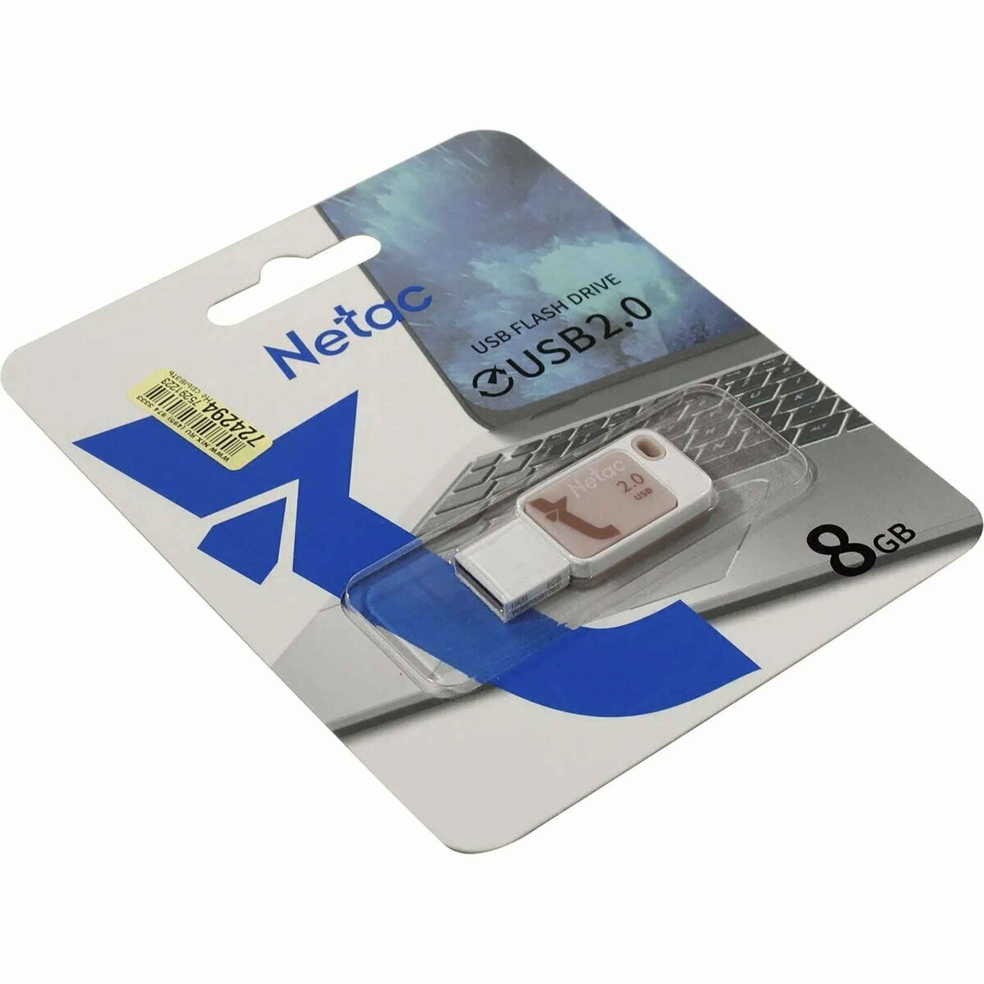 Накопитель Netac USB2 Flash 8GB UA31 розовая