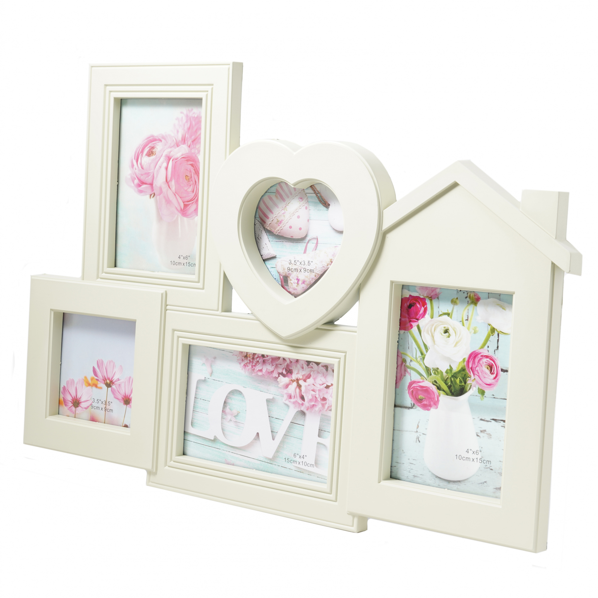 Мультирамка Fotografia на 5 фото (3х 10х15 + 2х 9х9 см) белая